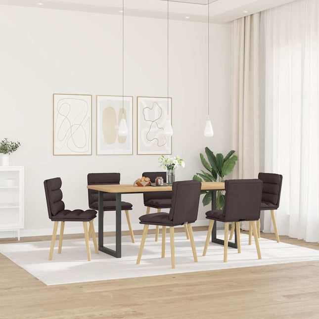 Sedie da Pranzo 6 pz Marrone Scuro in Tessuto