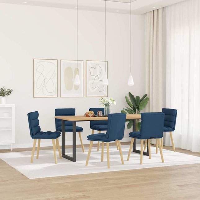 Sedie da Pranzo 6 pz Blu in Tessuto