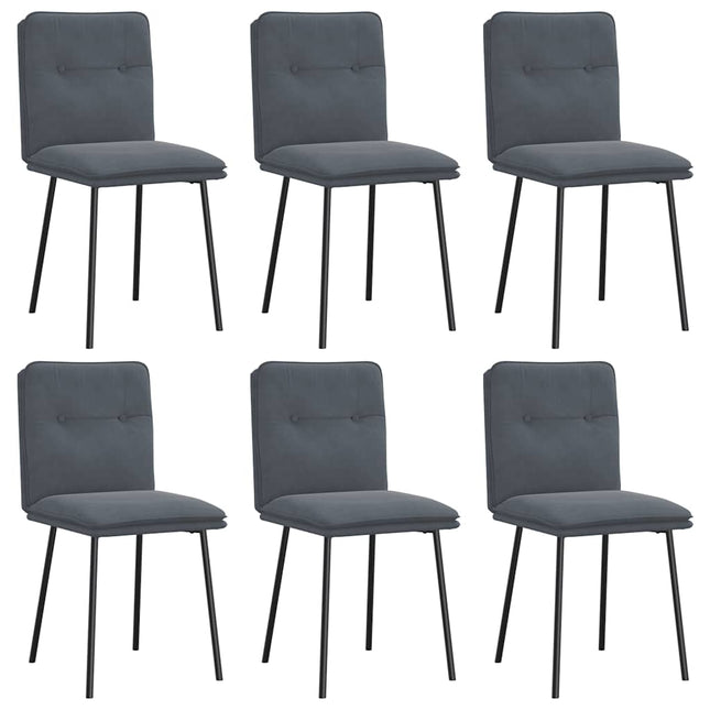 Sedie da Pranzo 6 pz Grigio Scuro in Velluto