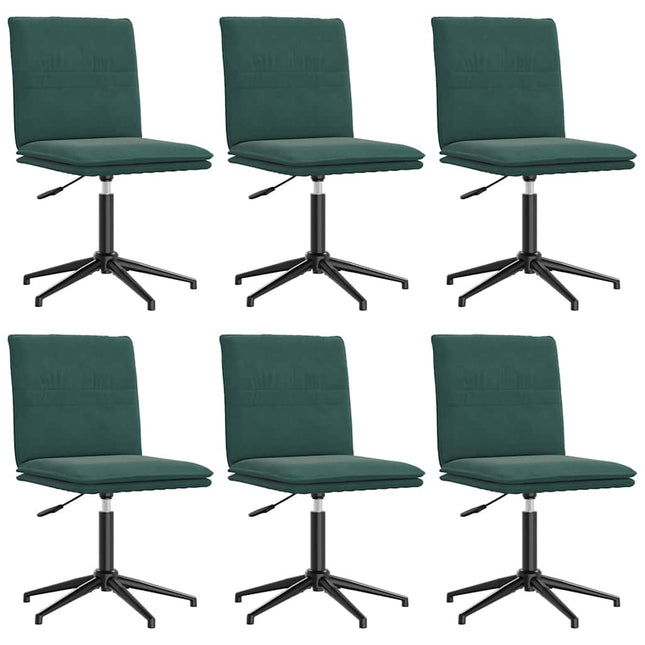 Sedie da Pranzo 6 pz Verde Scuro in Velluto
