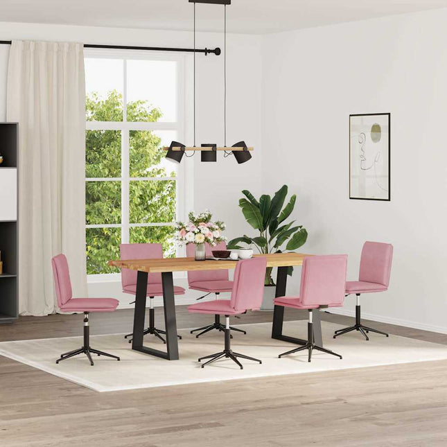 Sedie da Pranzo 6 pz Rosa in Velluto