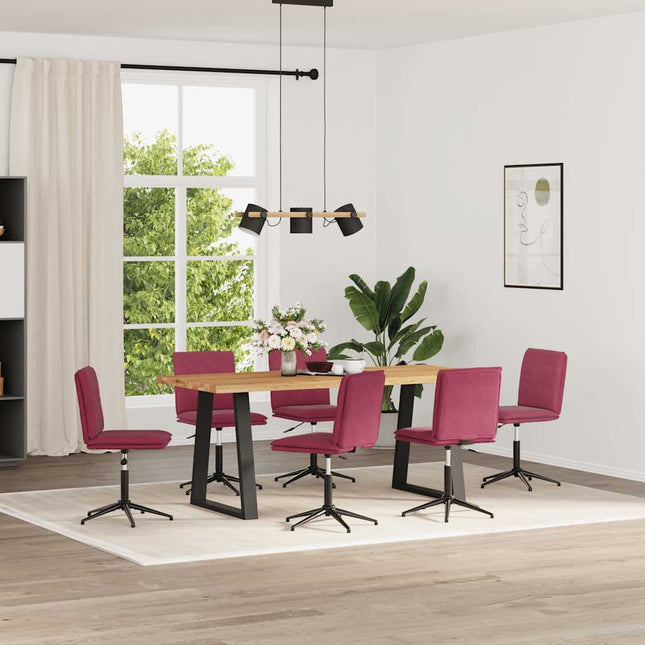 Sedie da Pranzo 6 pz Rosso Vino in Velluto
