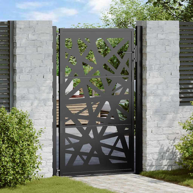 Cancello Giardino Nero 105x155 cm in Acciaio Design Leggero
