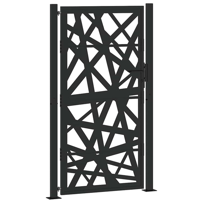 Cancello Giardino Nero 105x180 cm in Acciaio Design Leggero