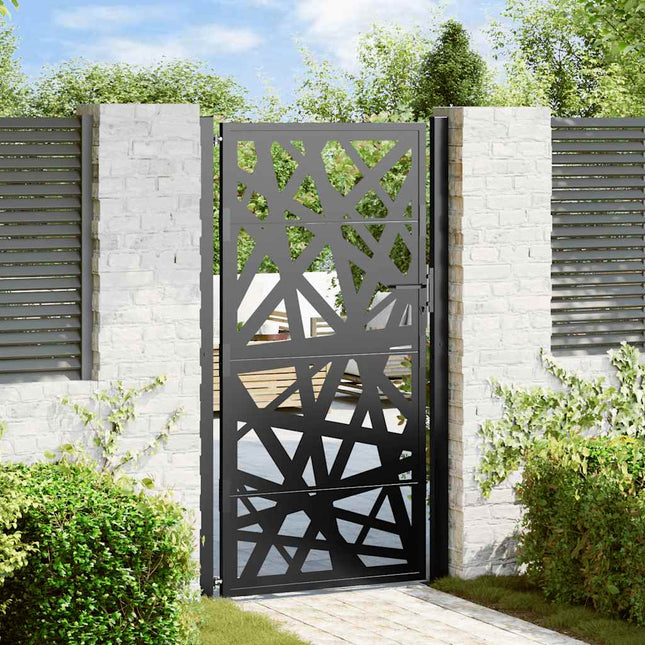 Cancello Giardino Nero 105x180 cm in Acciaio Design Leggero