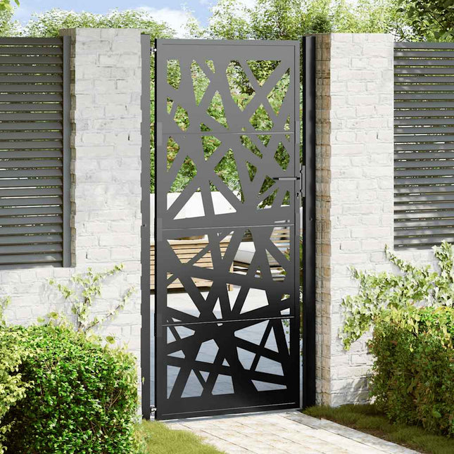 Cancello Giardino Nero 105x205 cm in Acciaio Design Leggero