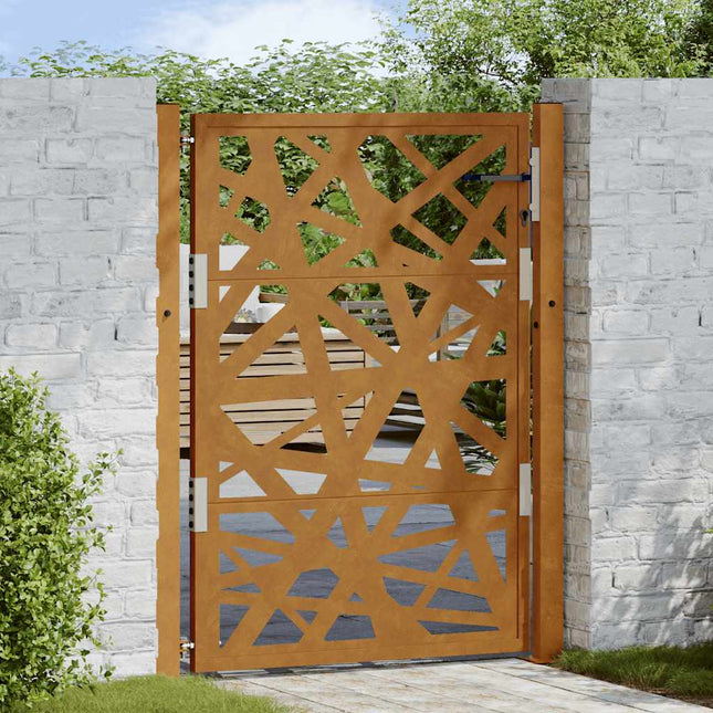 Cancello da Giardino 105x130 cm Acciaio Corten Design Leggero