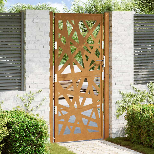 Cancello da Giardino 105x205 cm Acciaio Corten Design Leggero