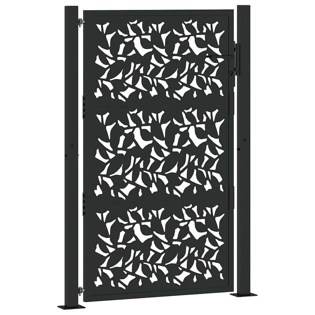 Cancello Giardino Nero 105x155 cm in Acciaio Design a Foglia