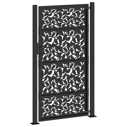 Cancello Giardino Nero 105x180 cm in Acciaio Design a Foglia