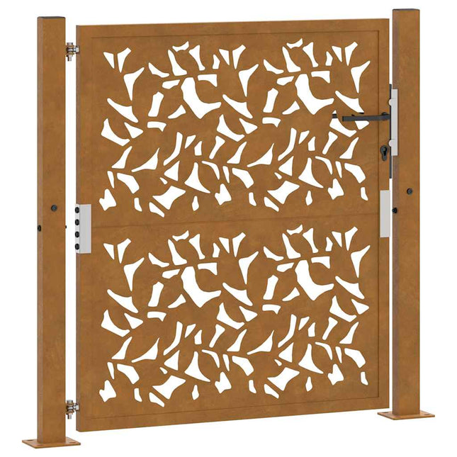Cancello da Giardino 105x105 cm Acciaio Corten Design a Foglia
