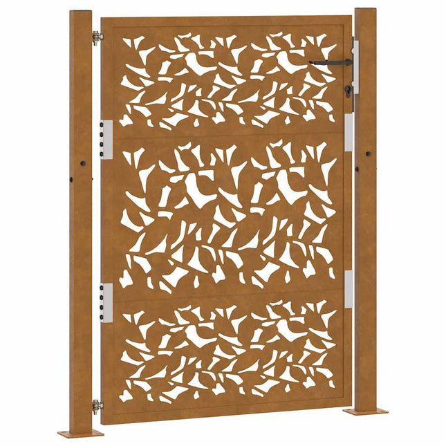 Cancello da Giardino 105x130 cm Acciaio Corten Design a Foglia