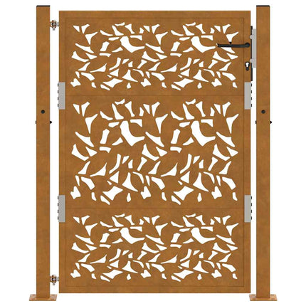 Cancello da Giardino 105x130 cm Acciaio Corten Design a Foglia
