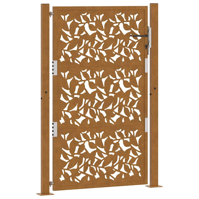 Cancello da Giardino 105x155 cm Acciaio Corten Design a Foglia