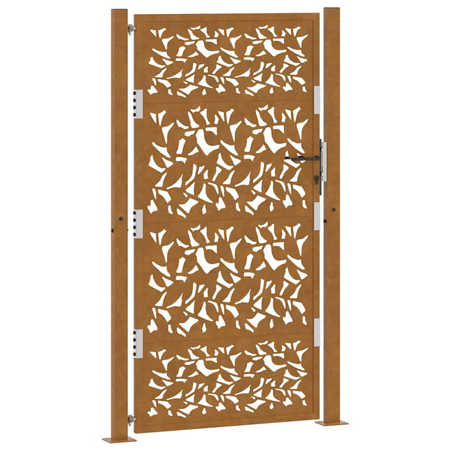 Cancello da Giardino 105x180 cm Acciaio Corten Design a Foglia