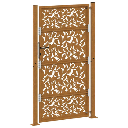 Cancello da Giardino 105x180 cm Acciaio Corten Design a Foglia