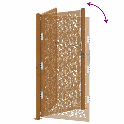 Cancello da Giardino 105x180 cm Acciaio Corten Design a Foglia