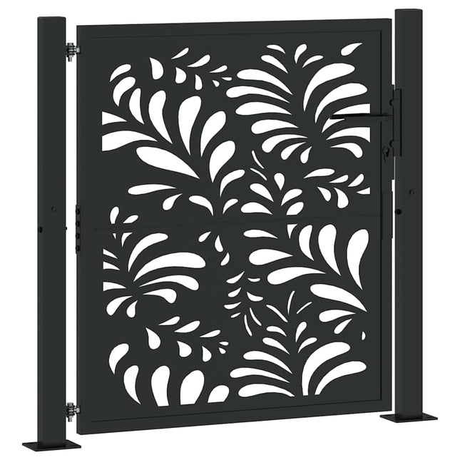 Cancello Giardino Nero 105x106 cm in Acciaio Design Ondulato