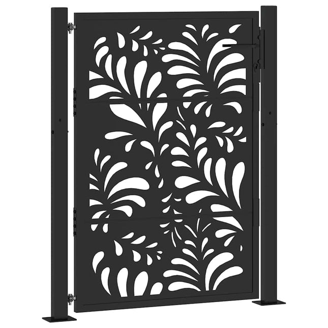 Cancello Giardino Nero 105x130 cm in Acciaio Design Ondulato