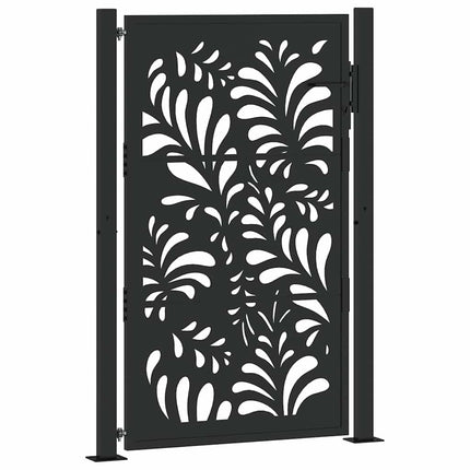 Cancello Giardino Nero 105x155 cm in Acciaio Design Ondulato