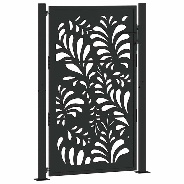 Cancello Giardino Nero 105x155 cm in Acciaio Design Ondulato