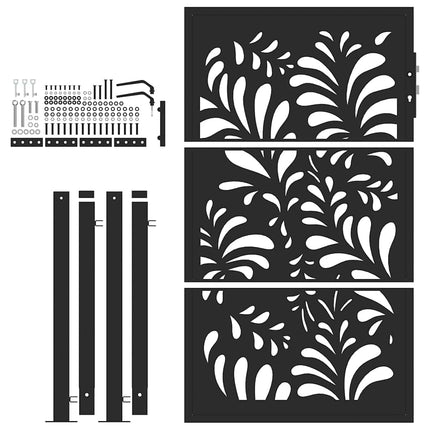 Cancello Giardino Nero 105x155 cm in Acciaio Design Ondulato