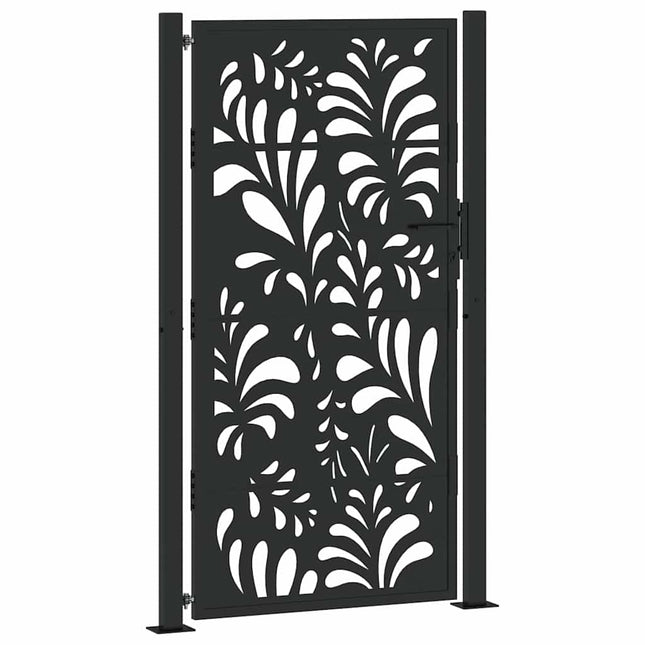 Cancello Giardino Nero 105x180 cm in Acciaio Design Ondulato