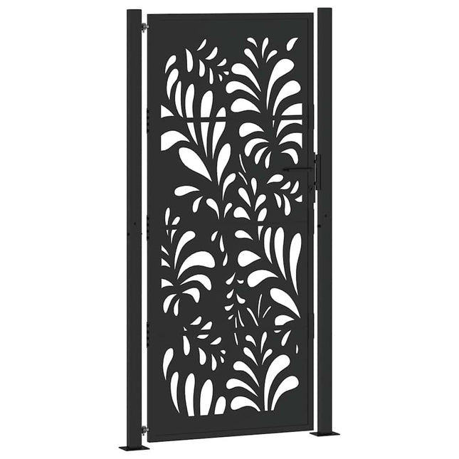 Cancello Giardino Nero 105x205 cm in Acciaio Design Ondulato