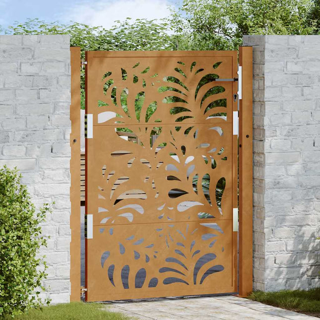 Cancello da Giardino 105x130 cm Acciaio Corten Design Ondulato