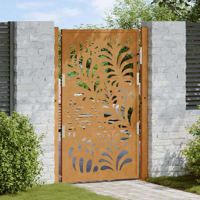Cancello da Giardino 105x155 cm Acciaio Corten Design Ondulato