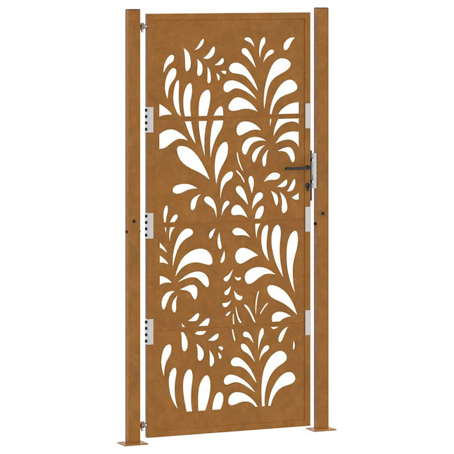Cancello da Giardino 105x205 cm Acciaio Corten Design Ondulato