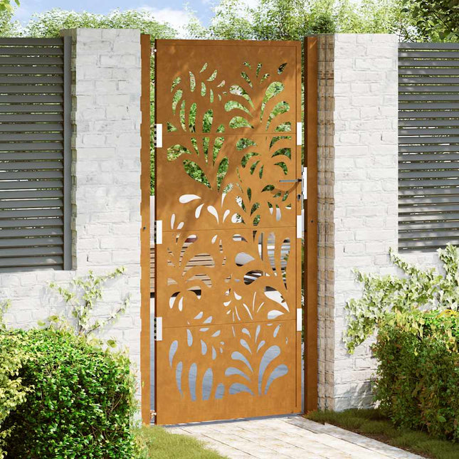 Cancello da Giardino 105x205 cm Acciaio Corten Design Ondulato