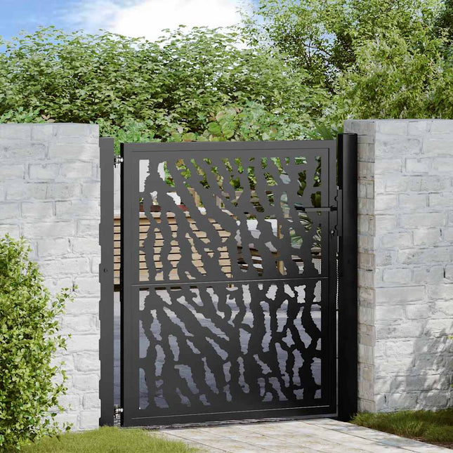 Cancello Giardino Nero 105x106 cm in Acciaio Design a Traccia