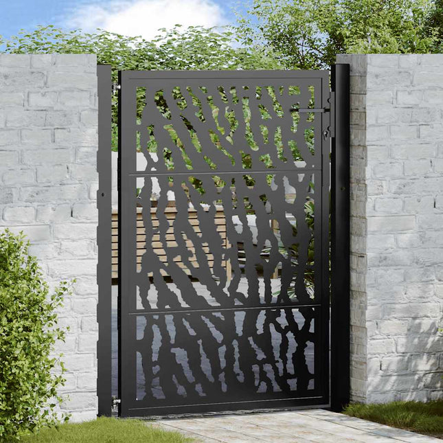 Cancello Giardino Nero 105x130 cm in Acciaio Design a Traccia