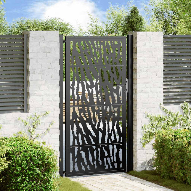 Cancello Giardino Nero 105x180 cm in Acciaio Design a Traccia