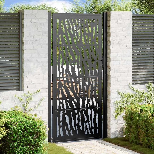 Cancello Giardino Nero 105x205 cm in Acciaio Design a Traccia