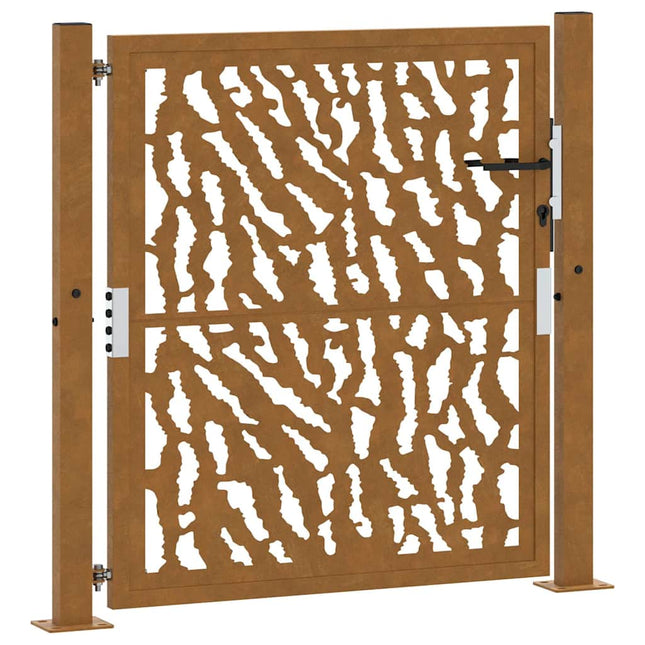 Cancello da Giardino 105x105 cm Acciaio Corten Design a Traccia