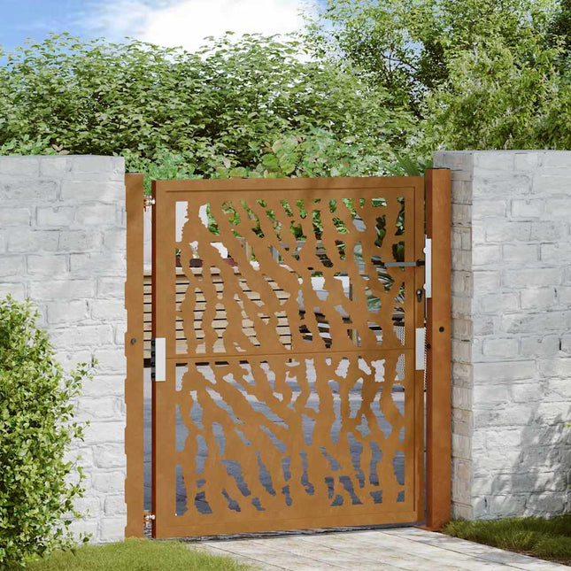 Cancello da Giardino 105x105 cm Acciaio Corten Design a Traccia