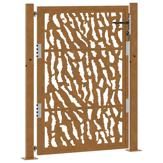 Cancello da Giardino 105x130 cm Acciaio Corten Design a Traccia