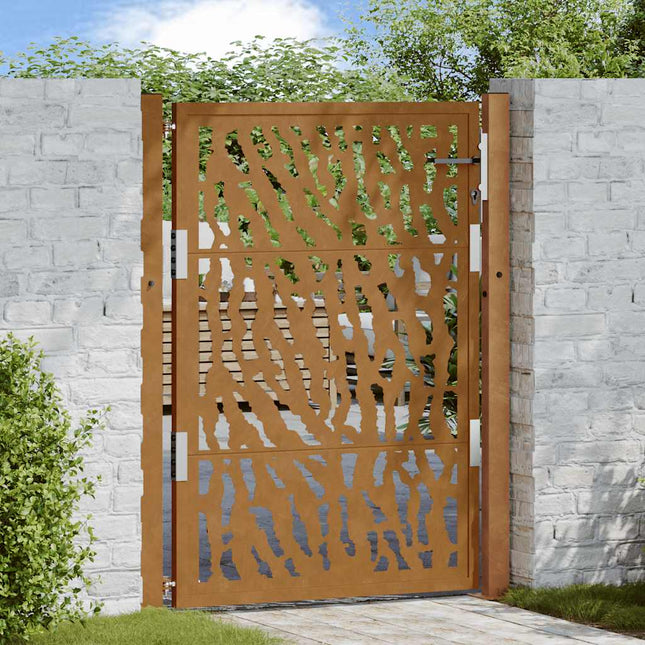 Cancello da Giardino 105x130 cm Acciaio Corten Design a Traccia
