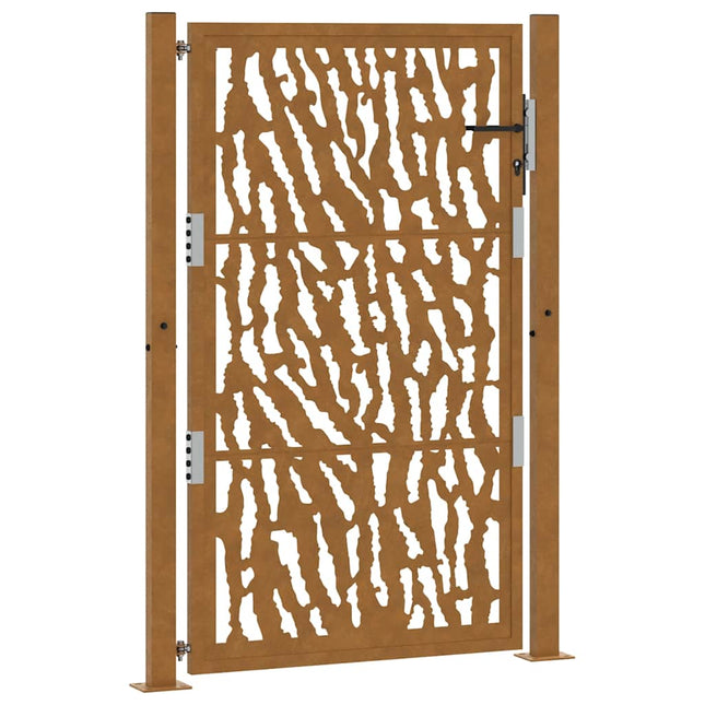 Cancello da Giardino 105x155 cm Acciaio Corten Design a Traccia