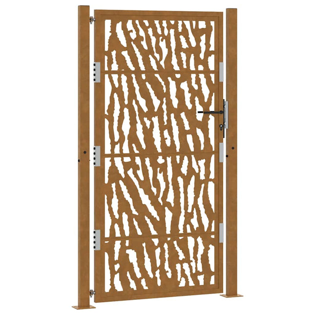 Cancello da Giardino 105x180 cm Acciaio Corten Design a Traccia