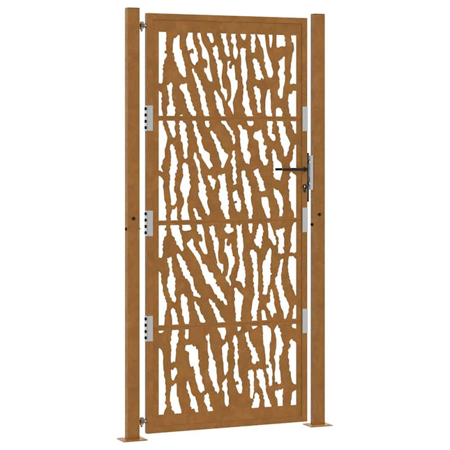 Cancello da Giardino 105x205 cm Acciaio Corten Design a Traccia