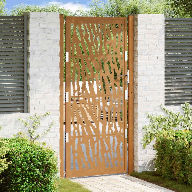 Cancello da Giardino 105x205 cm Acciaio Corten Design a Traccia