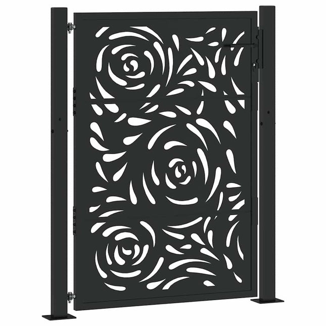 Cancello Giardino Nero 105x130 cm in Acciaio Design a Fiamma