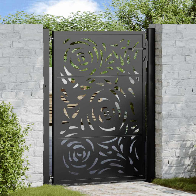 Cancello Giardino Nero 105x130 cm in Acciaio Design a Fiamma