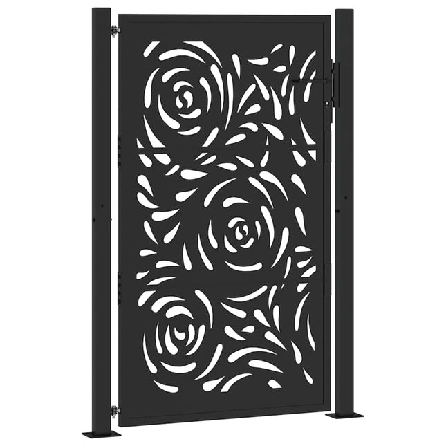 Cancello Giardino Nero 105x155 cm in Acciaio Design a Fiamma