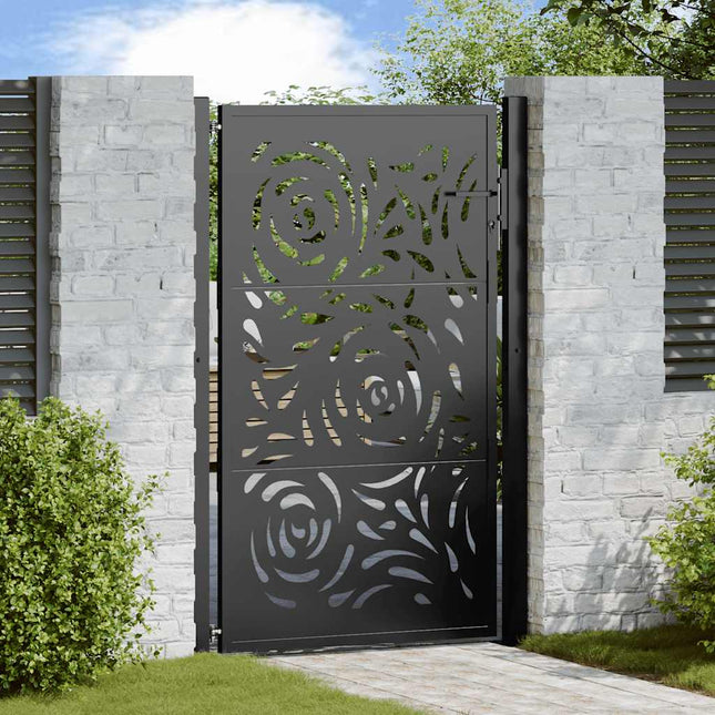 Cancello Giardino Nero 105x155 cm in Acciaio Design a Fiamma