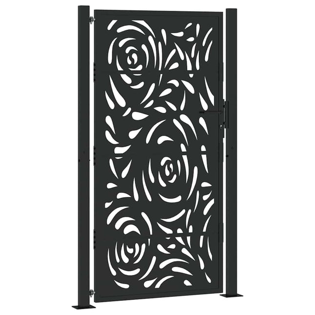Cancello Giardino Nero 105x180 cm in Acciaio Design a Fiamma