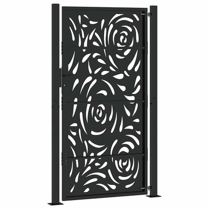 Cancello Giardino Nero 105x180 cm in Acciaio Design a Fiamma